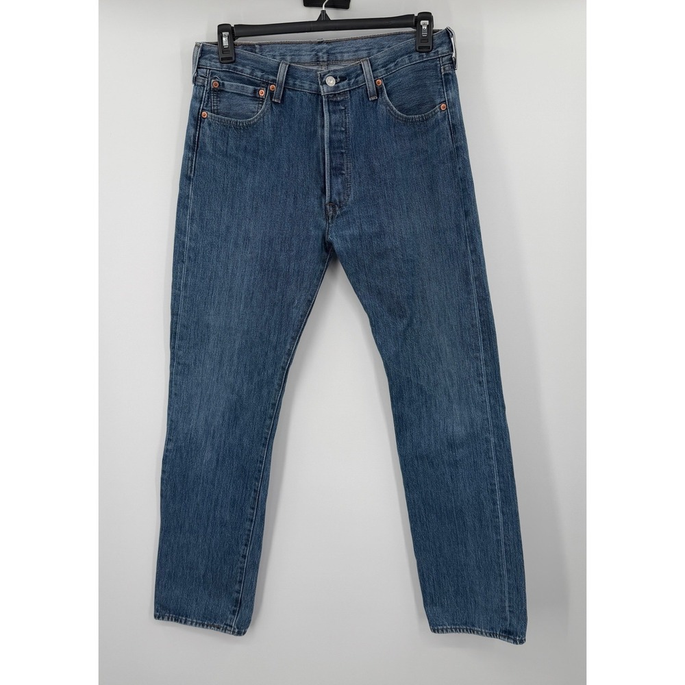 Levis 501 Original Fit Jeans Mens 34x34 Medium Wash Blue Straight Leg Denim